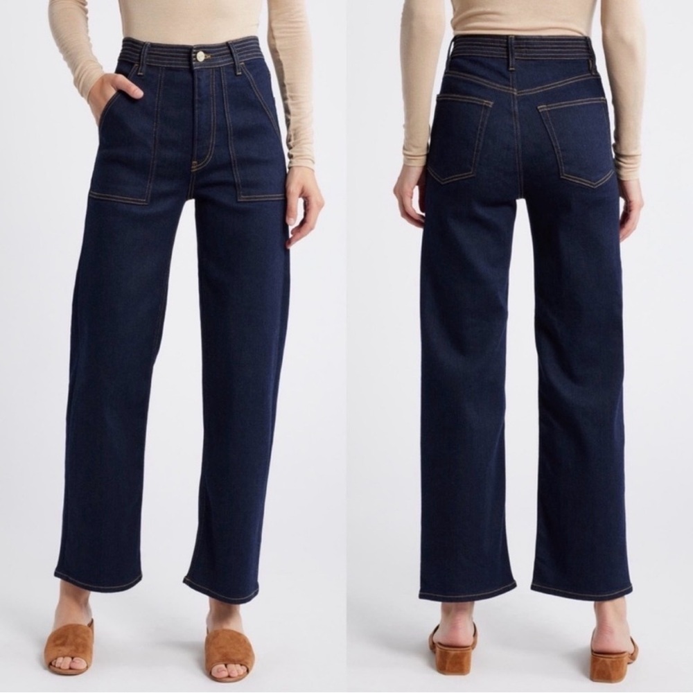Frame Trapunto High Rise Straight Leg Ankle Jeans Size 28 Stargirl Anthropologie